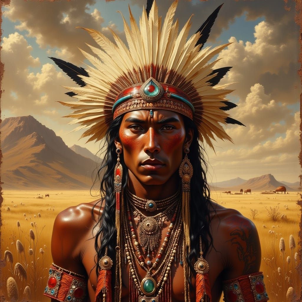 Native American Shaman in Digital Art Style