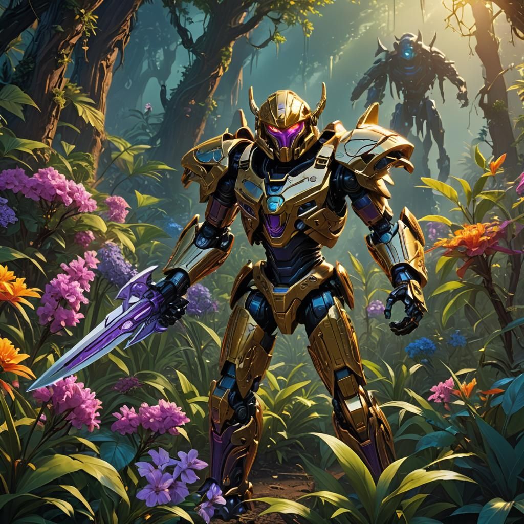 Bionicle Warrior with Doom Blade in Ethereal Flora