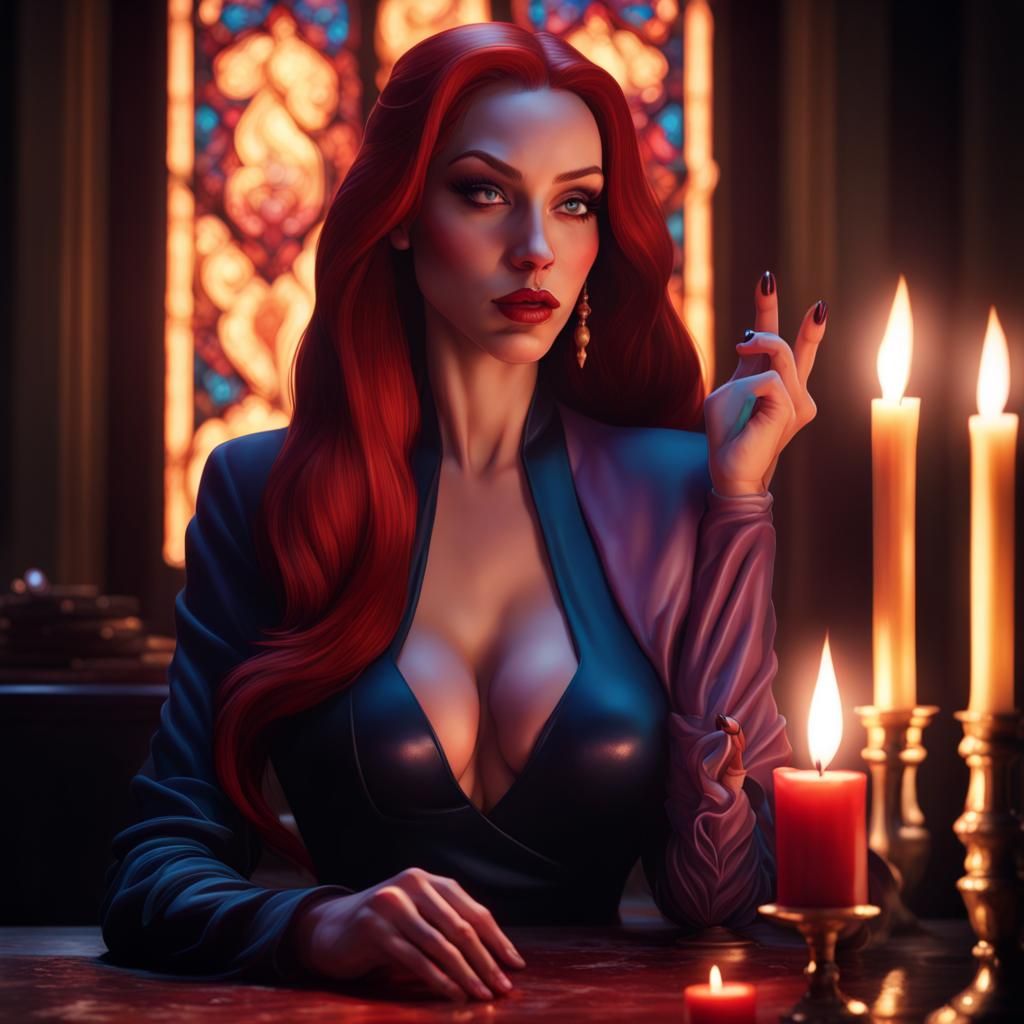 Jessica Rabbit at a Seance: Digital Art Portrait