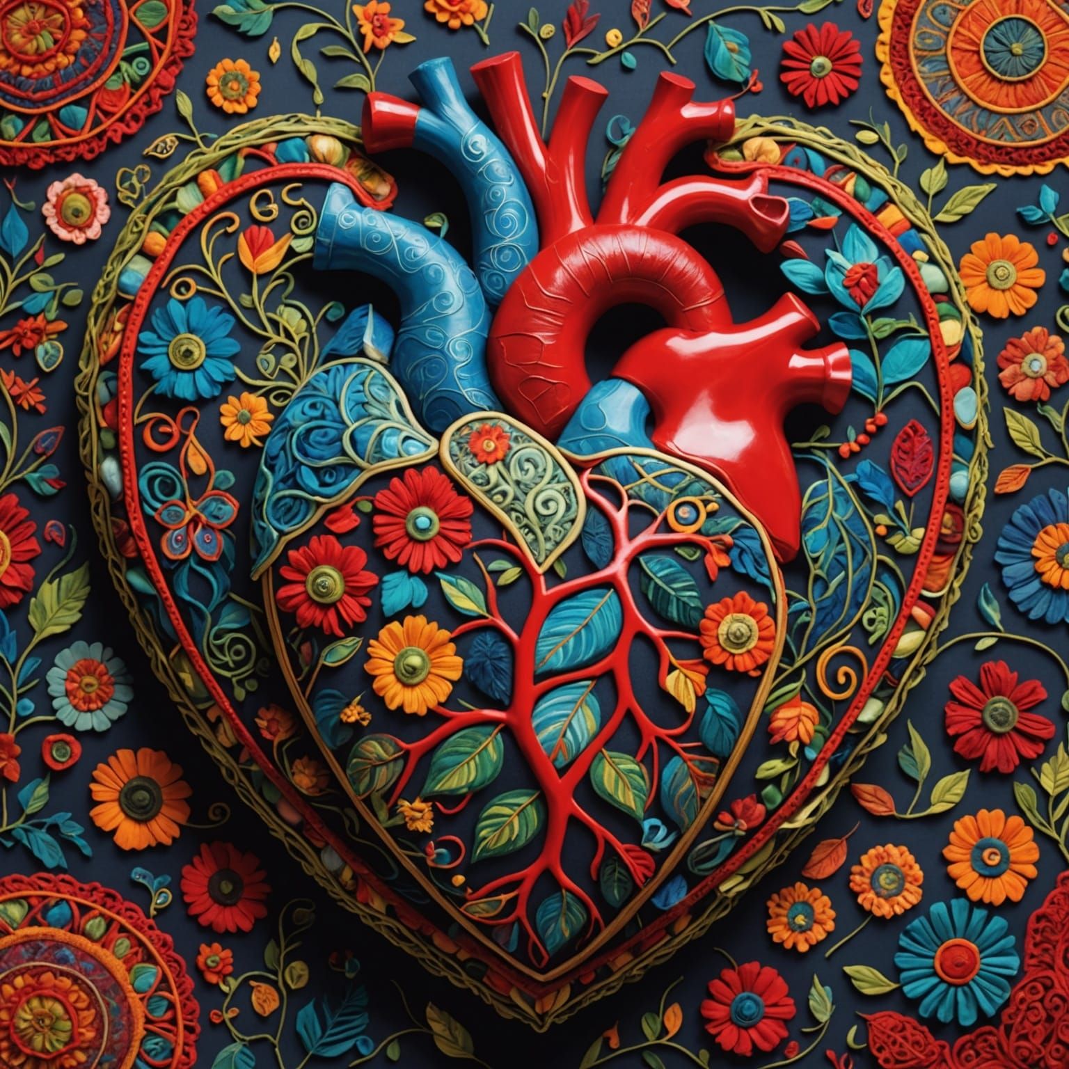 Fabric Heart: Colorful Masterpiece of Anatomy