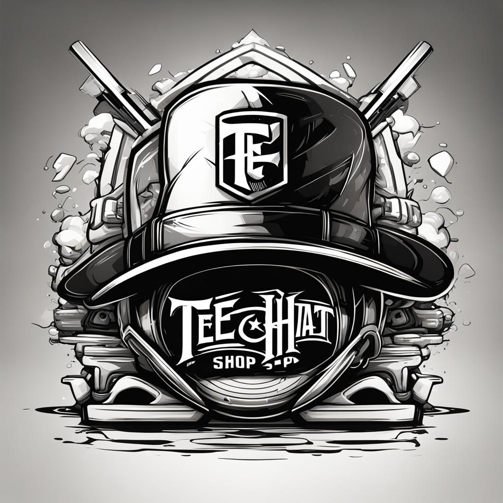 Tee N Hat Shop Logo Design in Comic Art Style