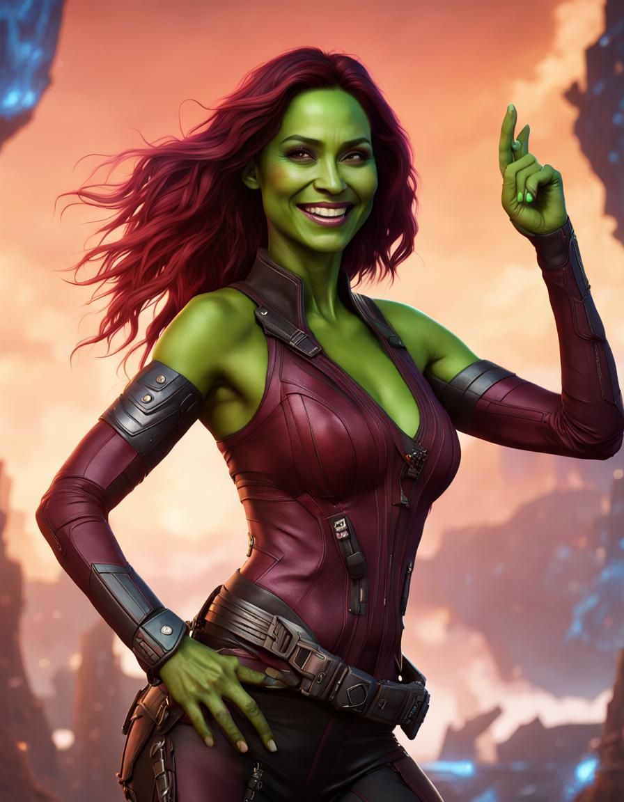 Gamora Alluring Smile: Detailed Digital Matte Painting