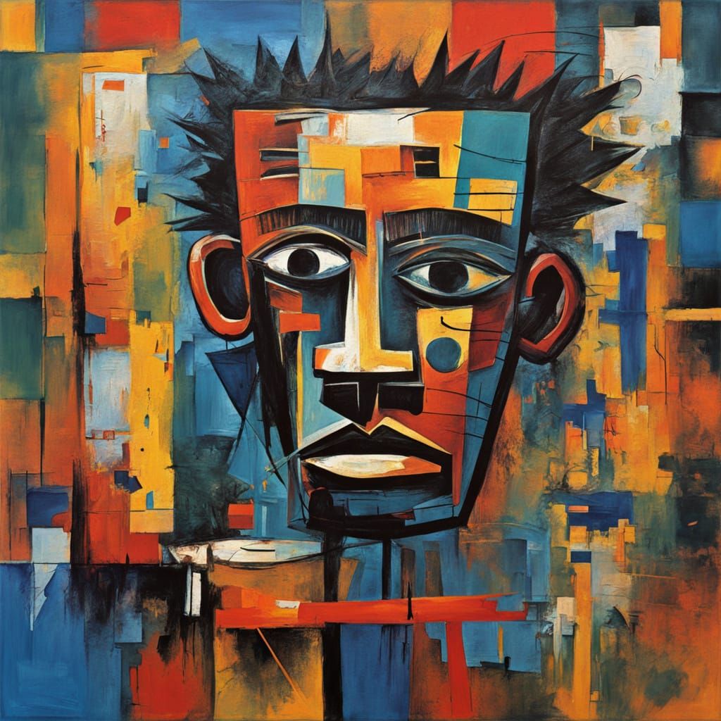 Geometric abstract cubist spheres, metallic inks