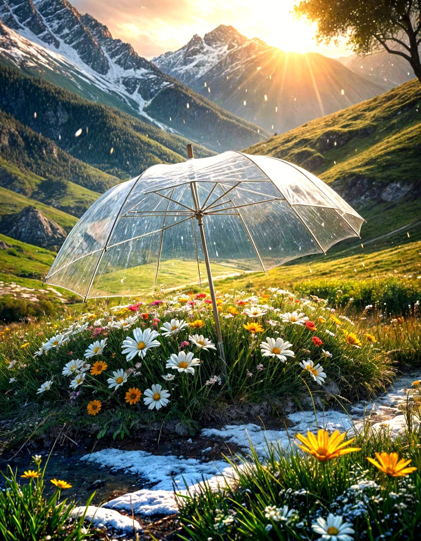 Umbrella Reveals a Snowy Vintage Landscape