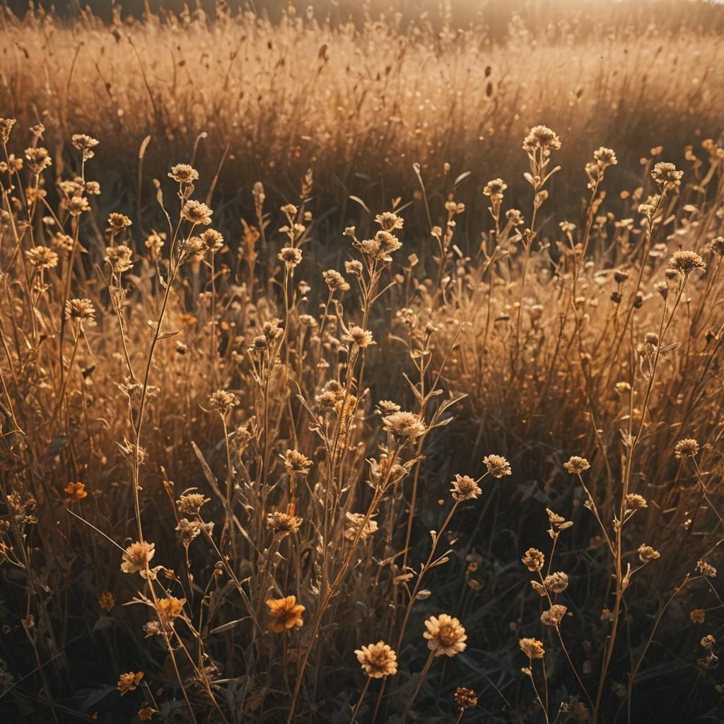 Autumn Meadow: Sunset Through Golden Light
