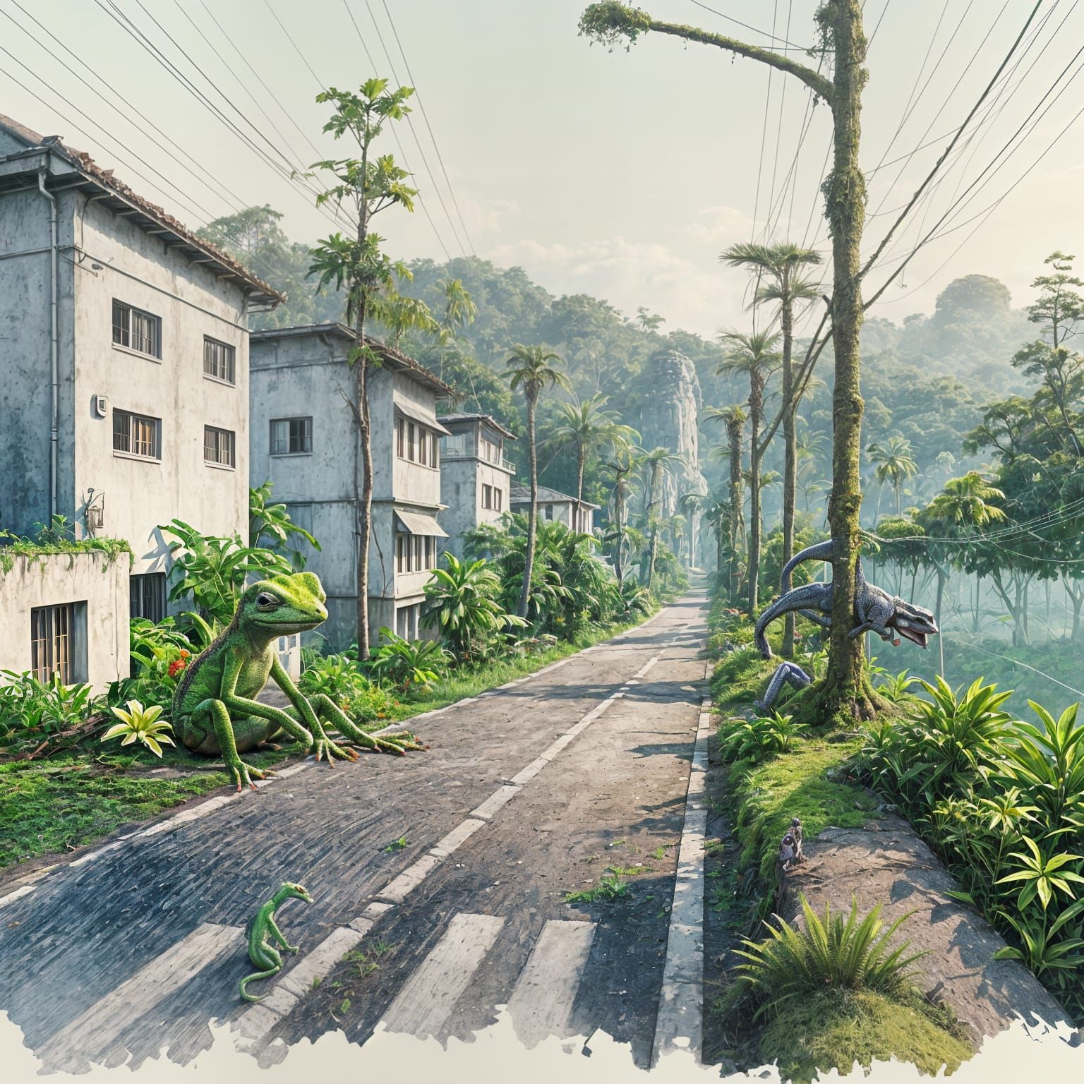 Cartoon Alien in Colorful Jungle Digital Art