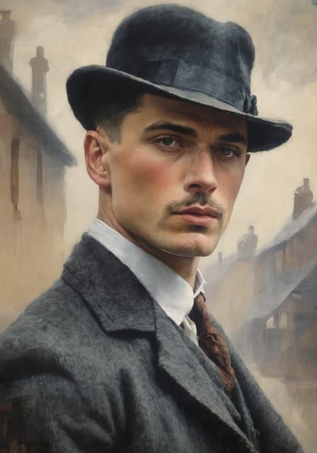 Peaky Blinders Inspired Portrait in Dark Vintage Style