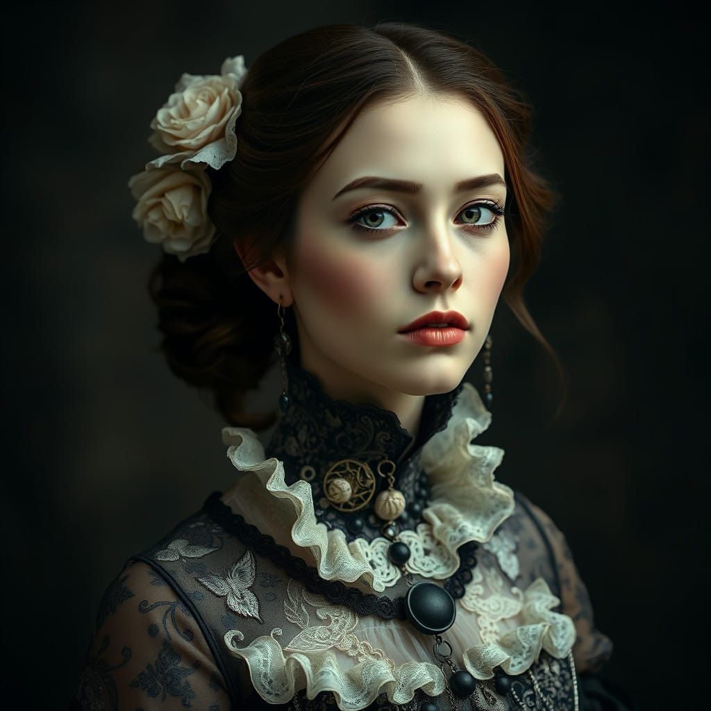 Ethereal Victorian Siren with Otherworldly Allure