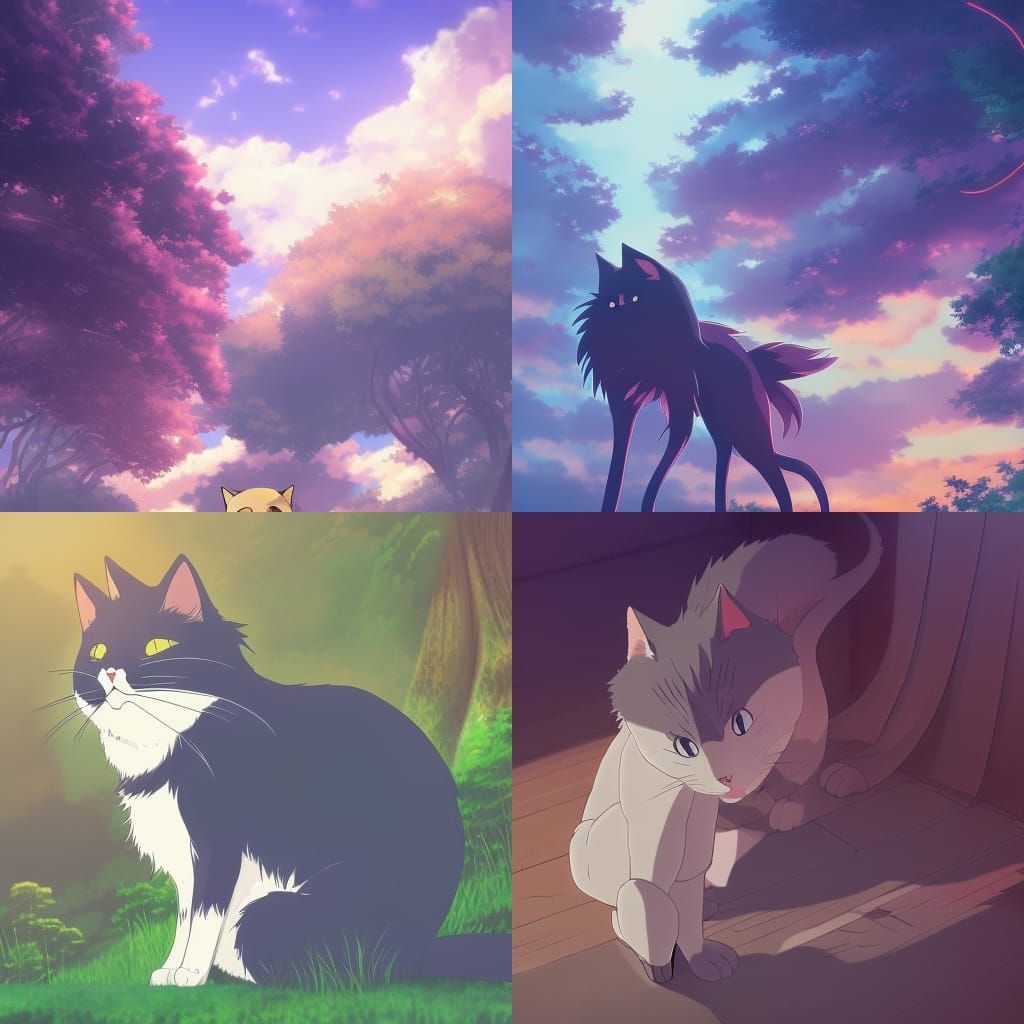 Anime Cat in Studio Ghibli Style