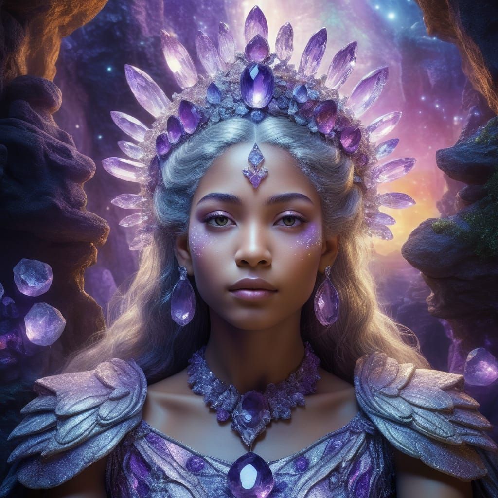 Goddess on Amethyst Throne in Grotto