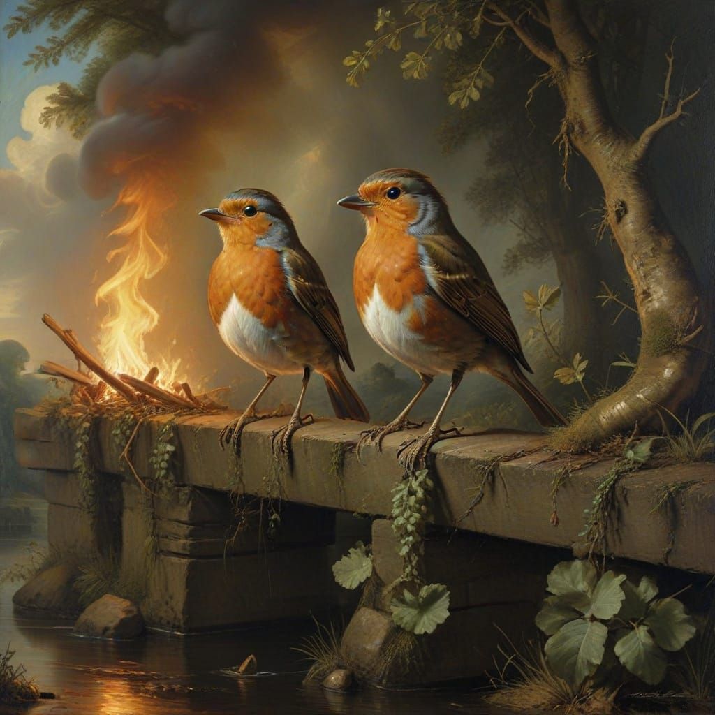 Robin and Caesar Burning Bridges in Classical Style