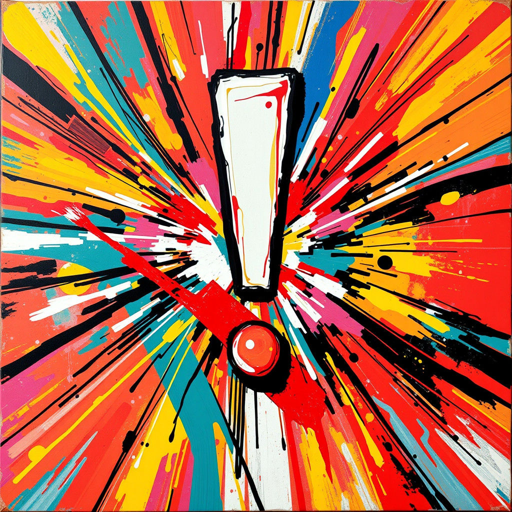 Exploding Exclamation Mark in Abstract Expressionist Style