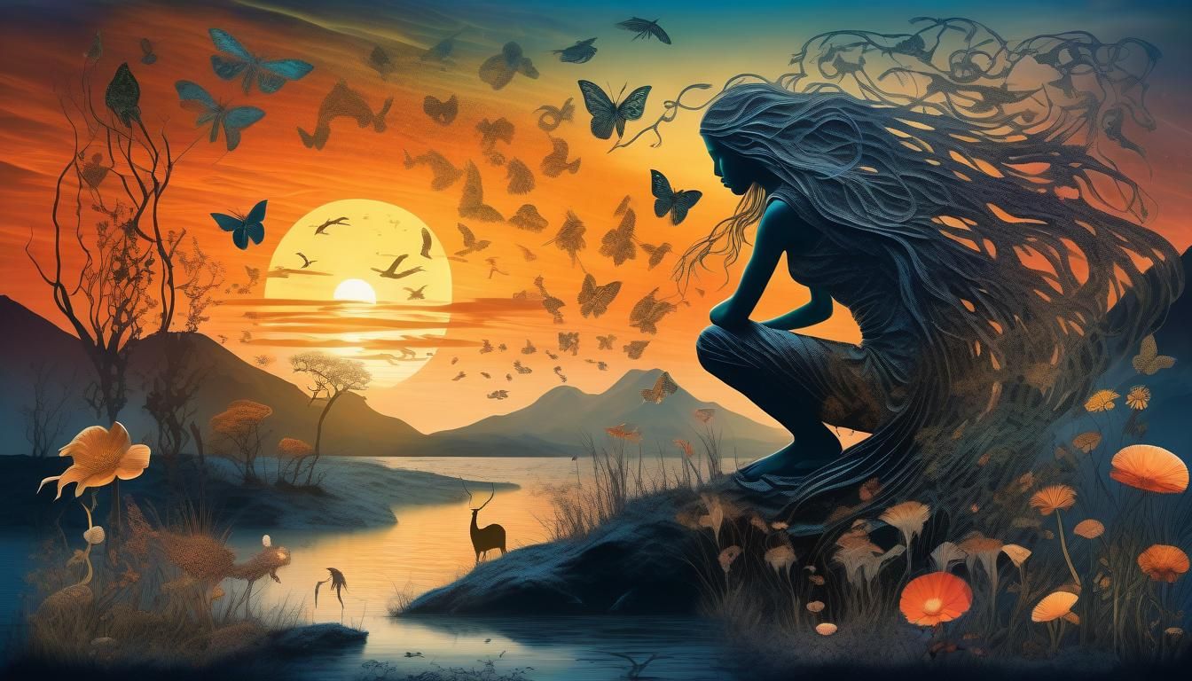 Mystical Creatures Collage at Sunset