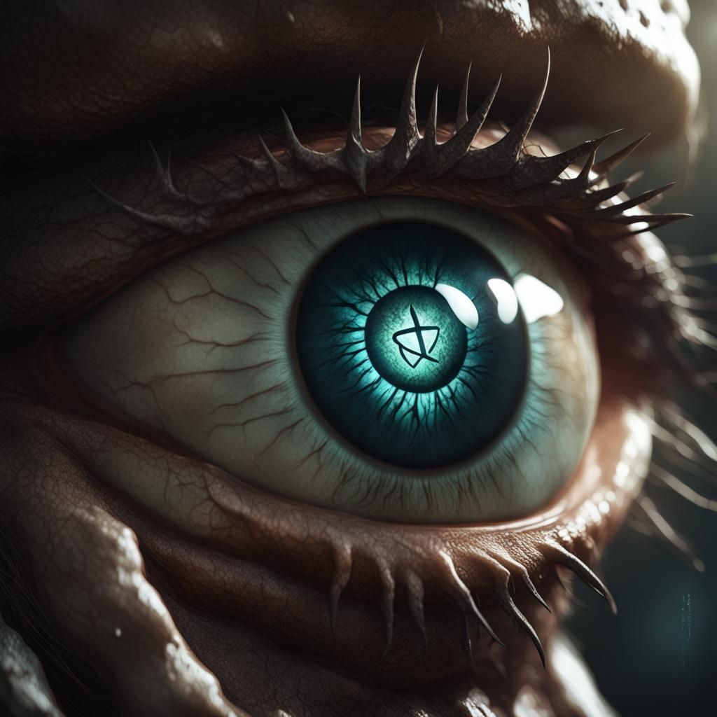 Giant Eyeball with Runes: Dark Fantasy Concept Art