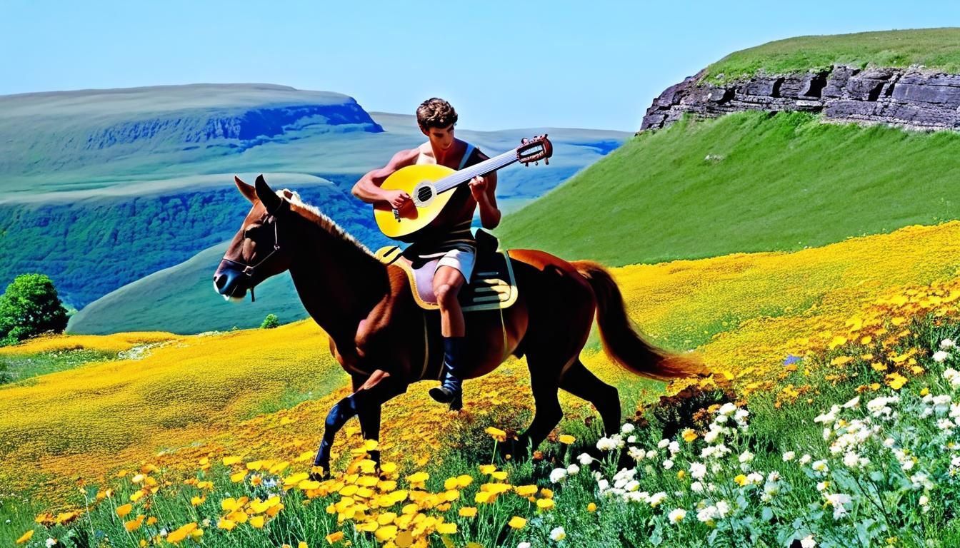 Centaur Lute Player in Floral Glen