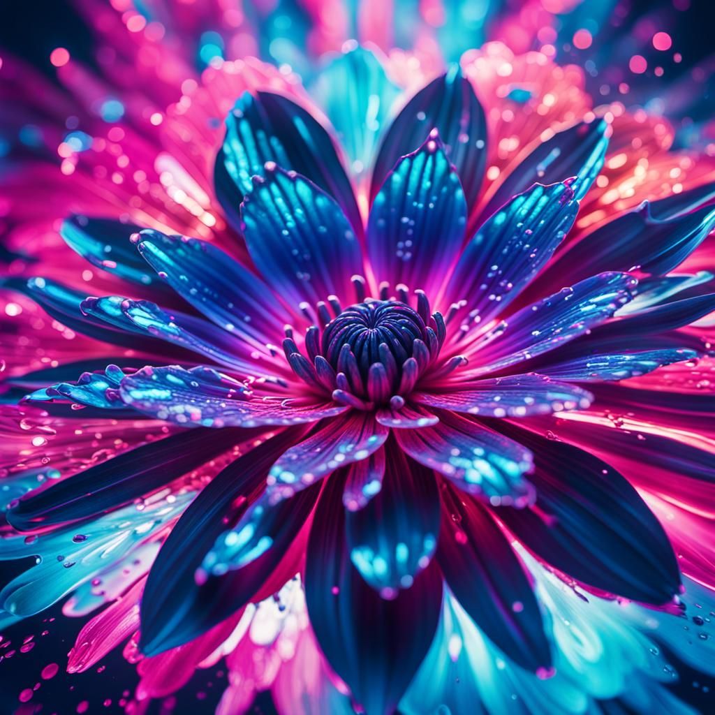 Glitter Flower in Psychedelic Laser Light Show