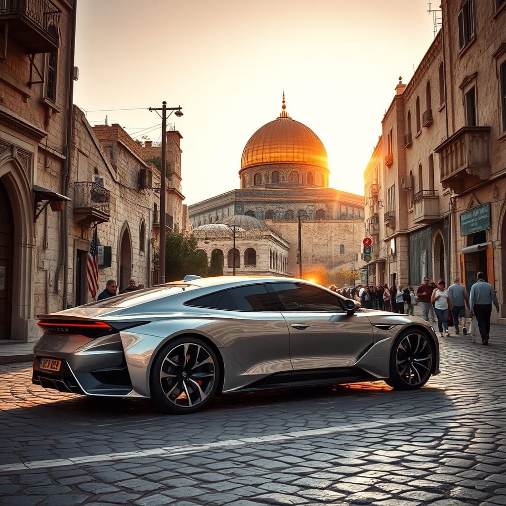 Modern Sedan in Ancient Jerusalem, Cinematic Lighting