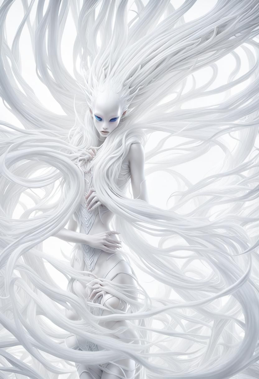 Beautiful Luminescent Alien Woman in Digital Art Style