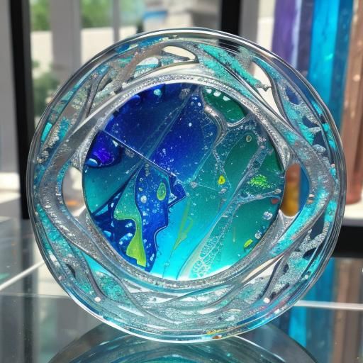 Detailed Close-Up of Artisan Glass Sculpture