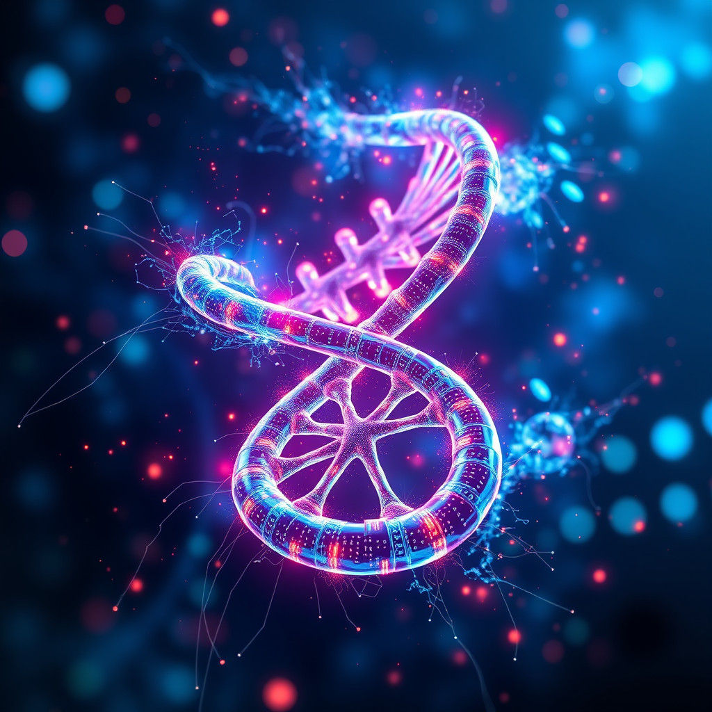 Glowing DNA Helix in Sci-Fi Concept Art Style