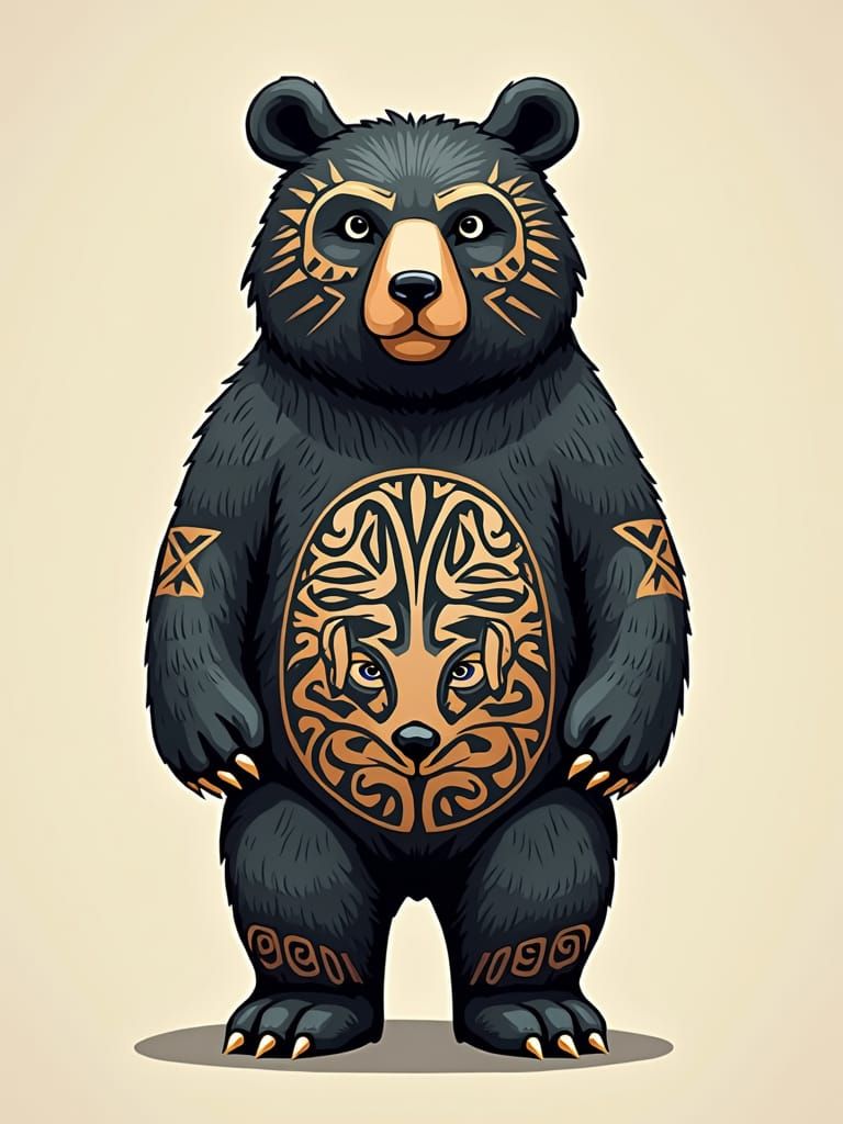 Tribal Bear: Geometric Animal Art