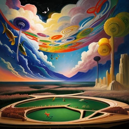 Photorealistic Aquarium in Abstract Expressionist Style