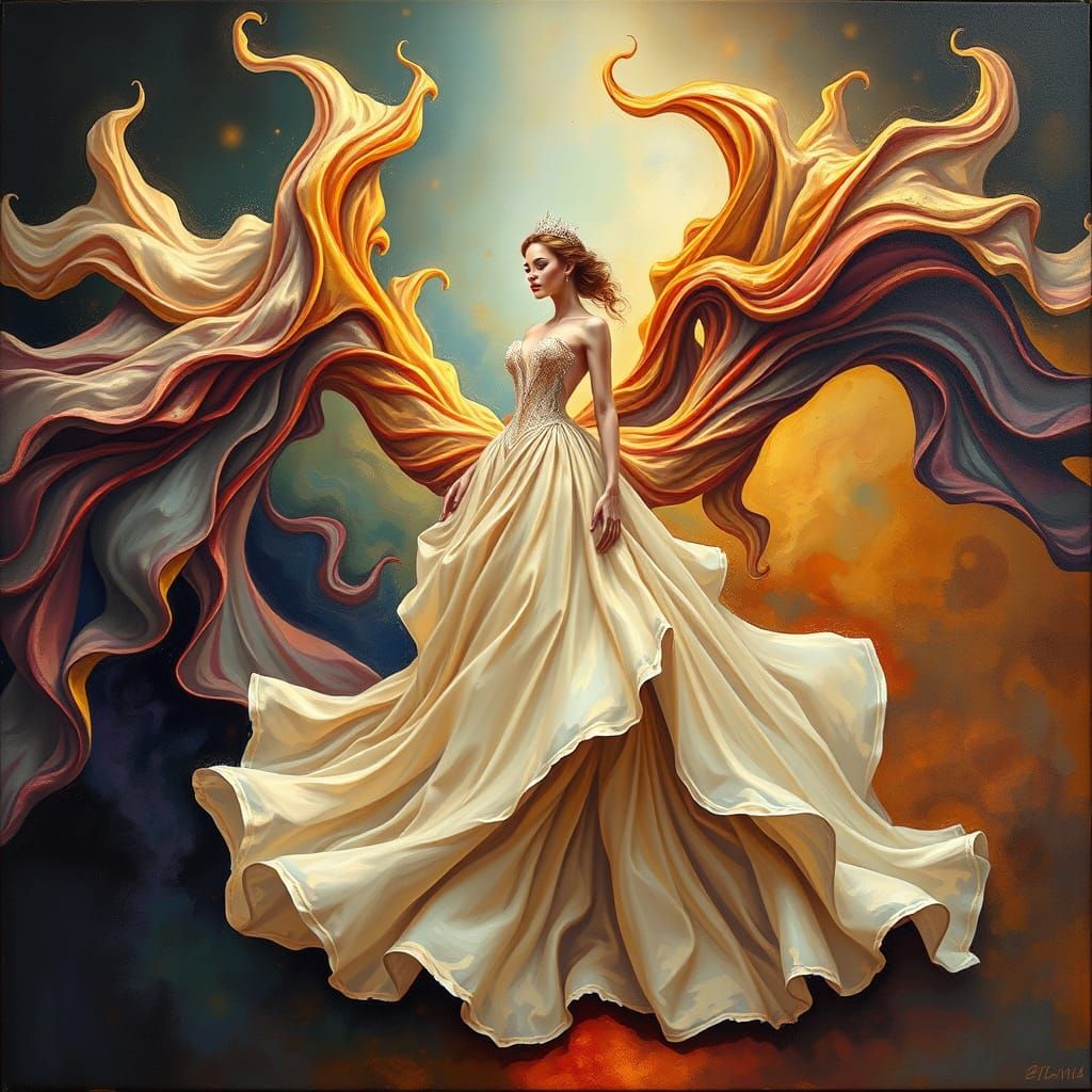 Surrealist Princess in Golden Dreamscapes