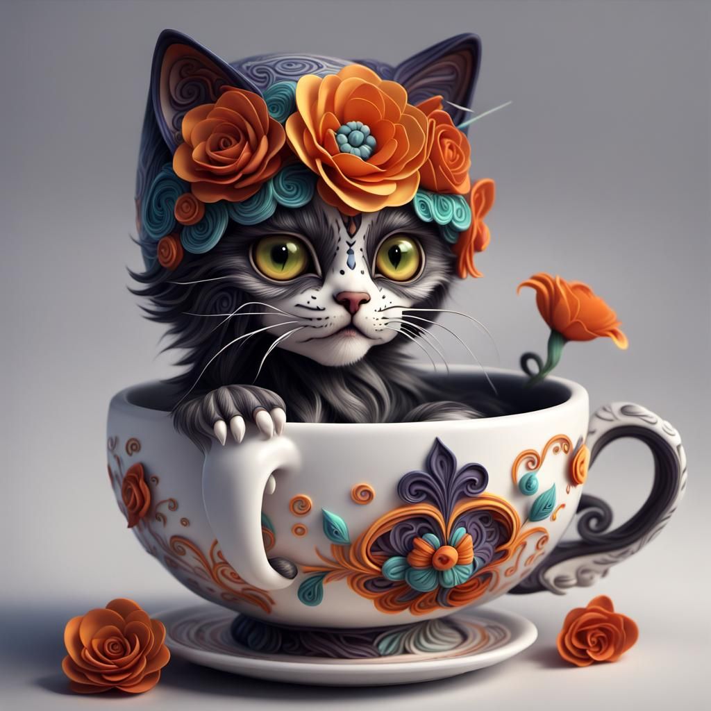 Hot cup of cat