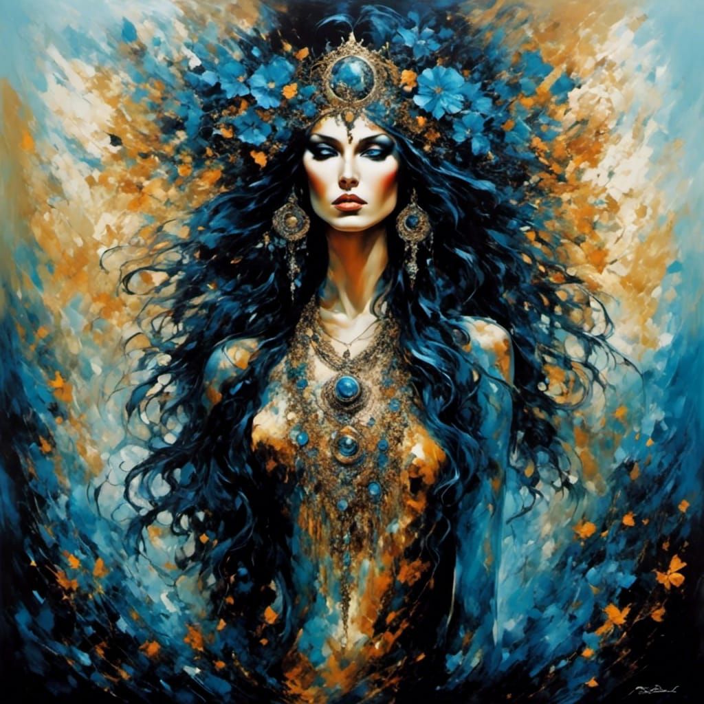 Cosmic Goddess in Psychedelic Bohemian Style