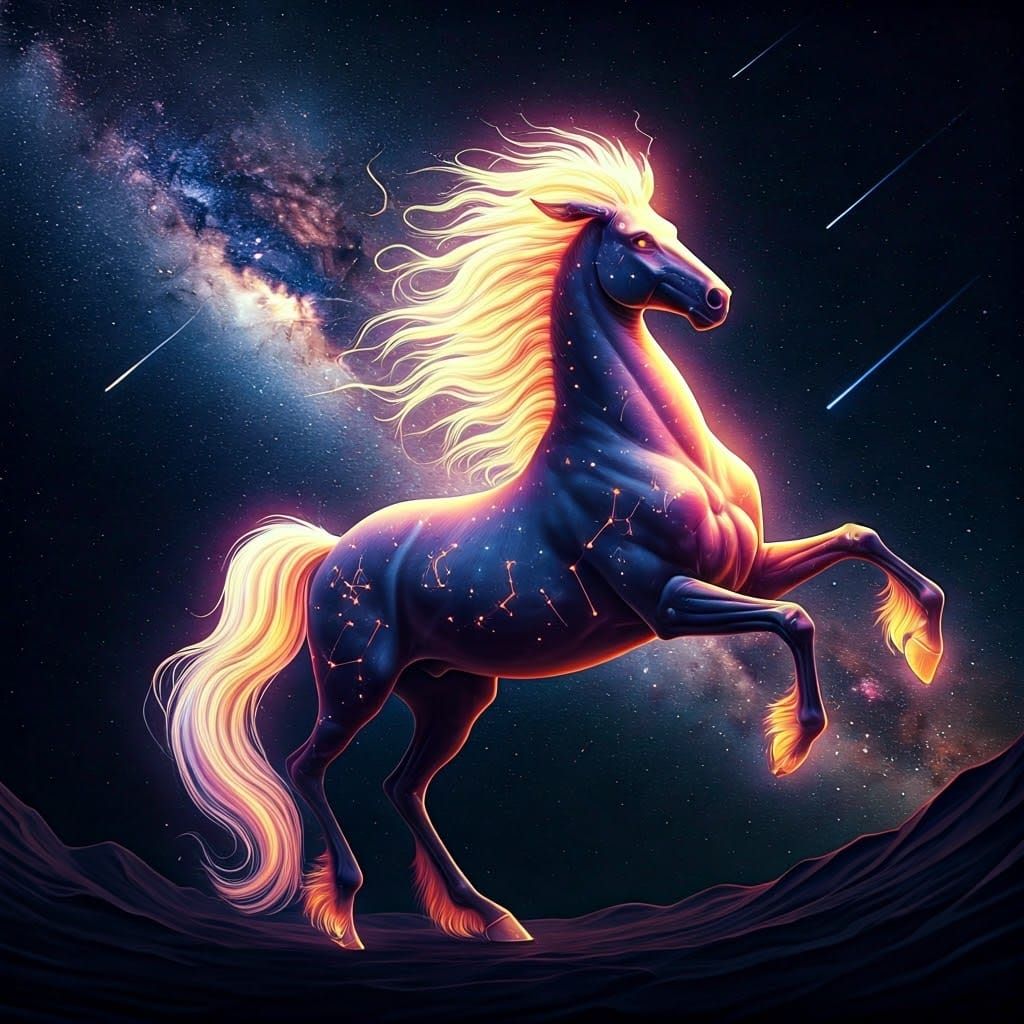 Ethereal Centaur Born From Cosmos as Dark Fantasy Art