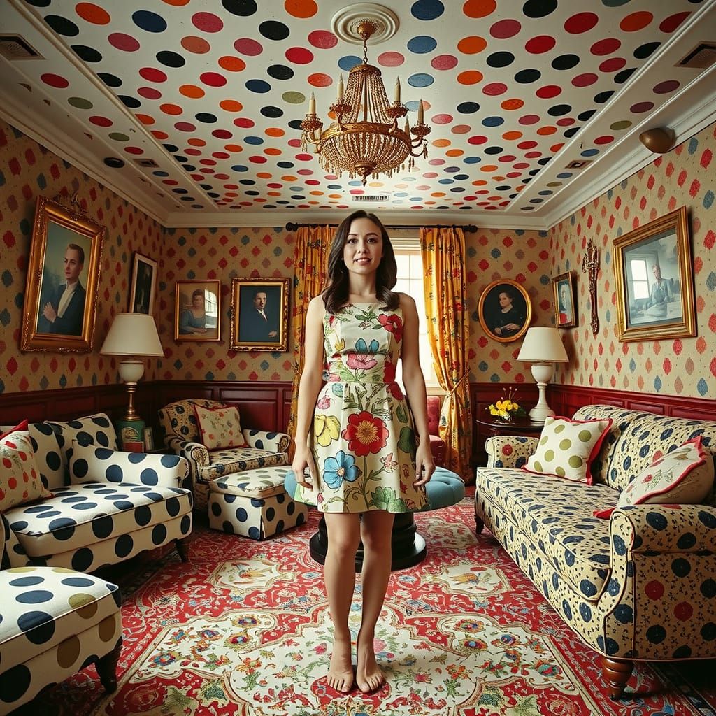 Whimsical Polka Dot Interior Design in Surreal Style
