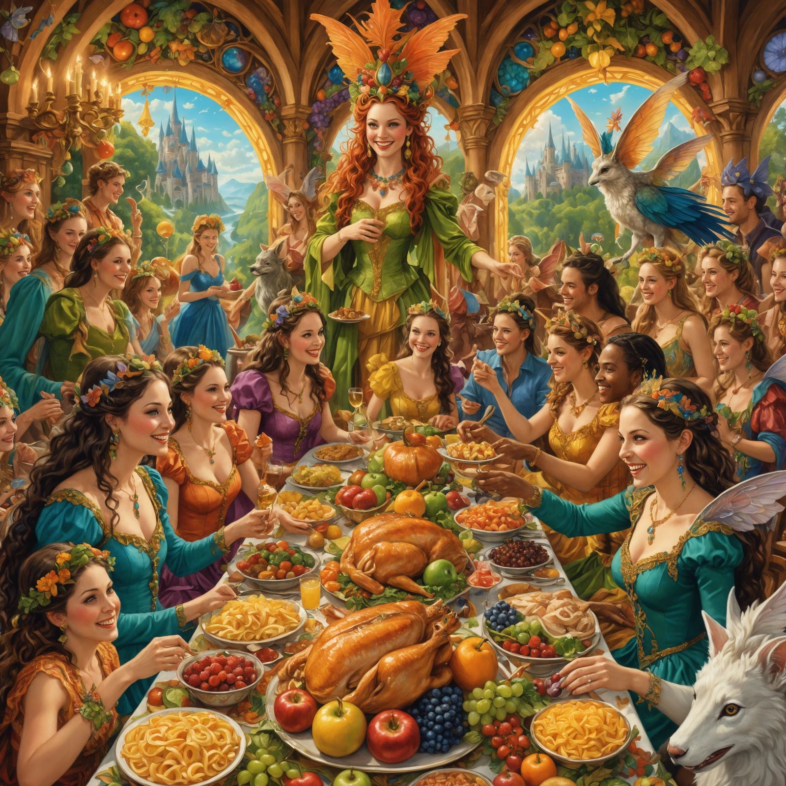 Faerie Queen's Feast: Colorful Storybook Illustration