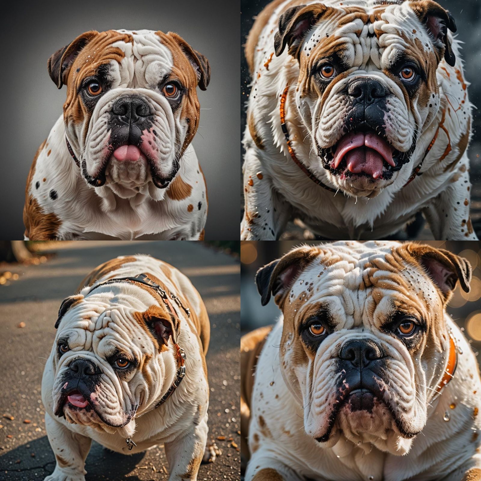 Hyperrealistic English Bulldog with Drool, Sharp Focus