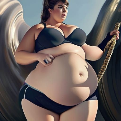 Obese Woman with Inflated Belly, Digital Art