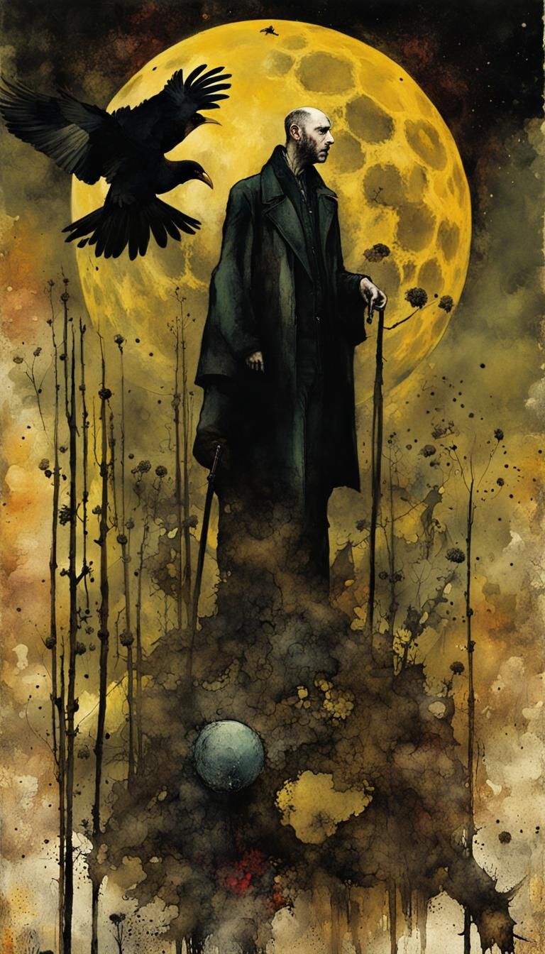 King of Wands Tarot Card in Collage Style