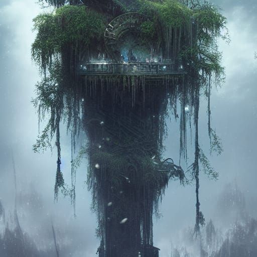 Fantasy Swamp at Midnight: Fireflies and Moonlight