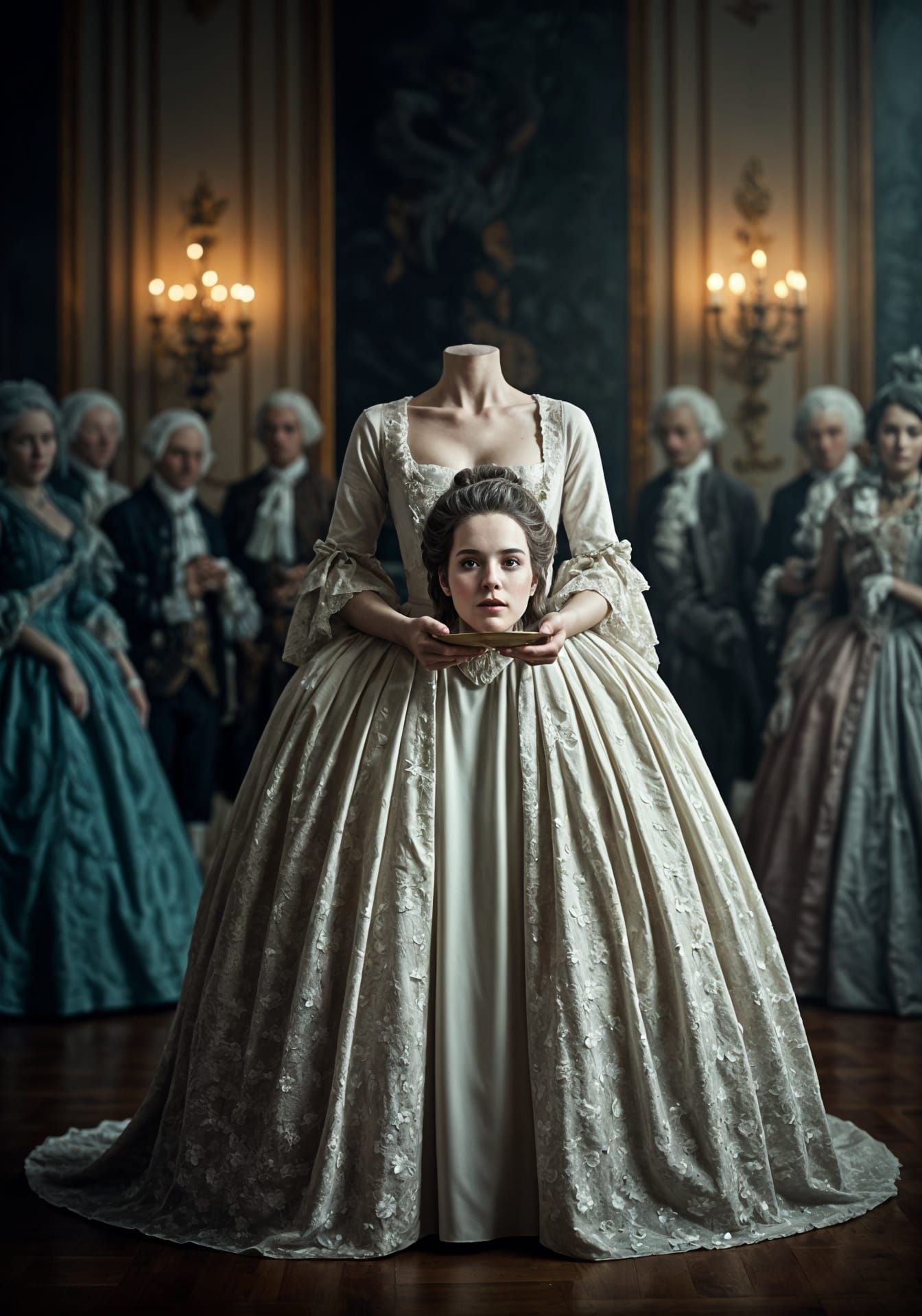 Headless Bride with Head on Plate: Fine Art Horror