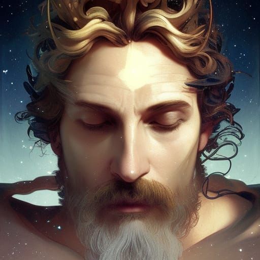 Hypnos, God of Sleep, in Starry Night