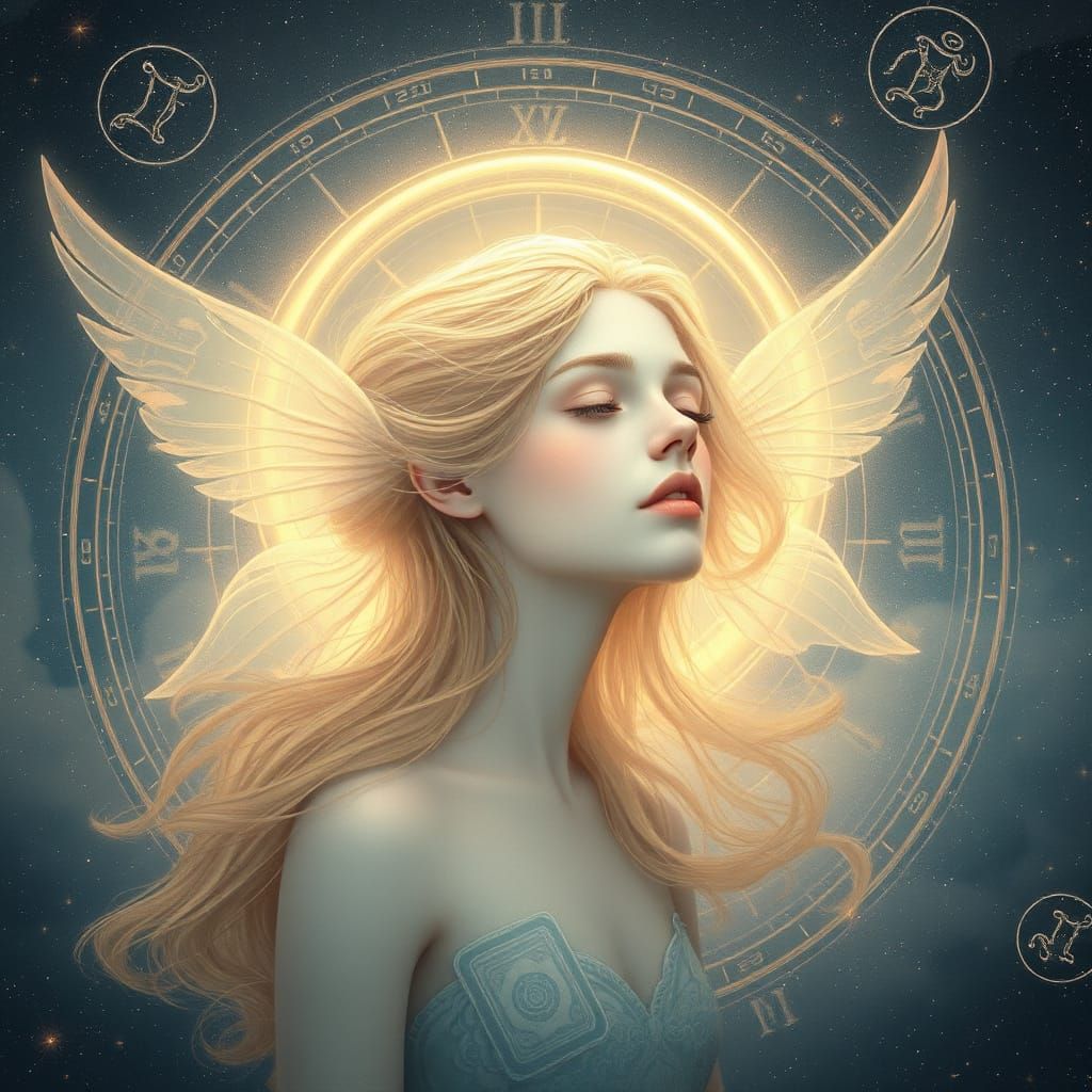Ethereal Zodiac Being in Dreamy Starry Night Sky