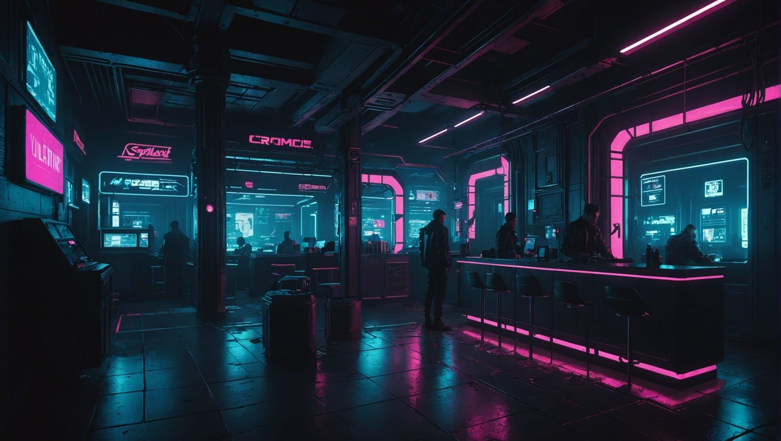 Dark Cyberpunk Horror Cityscape at Night