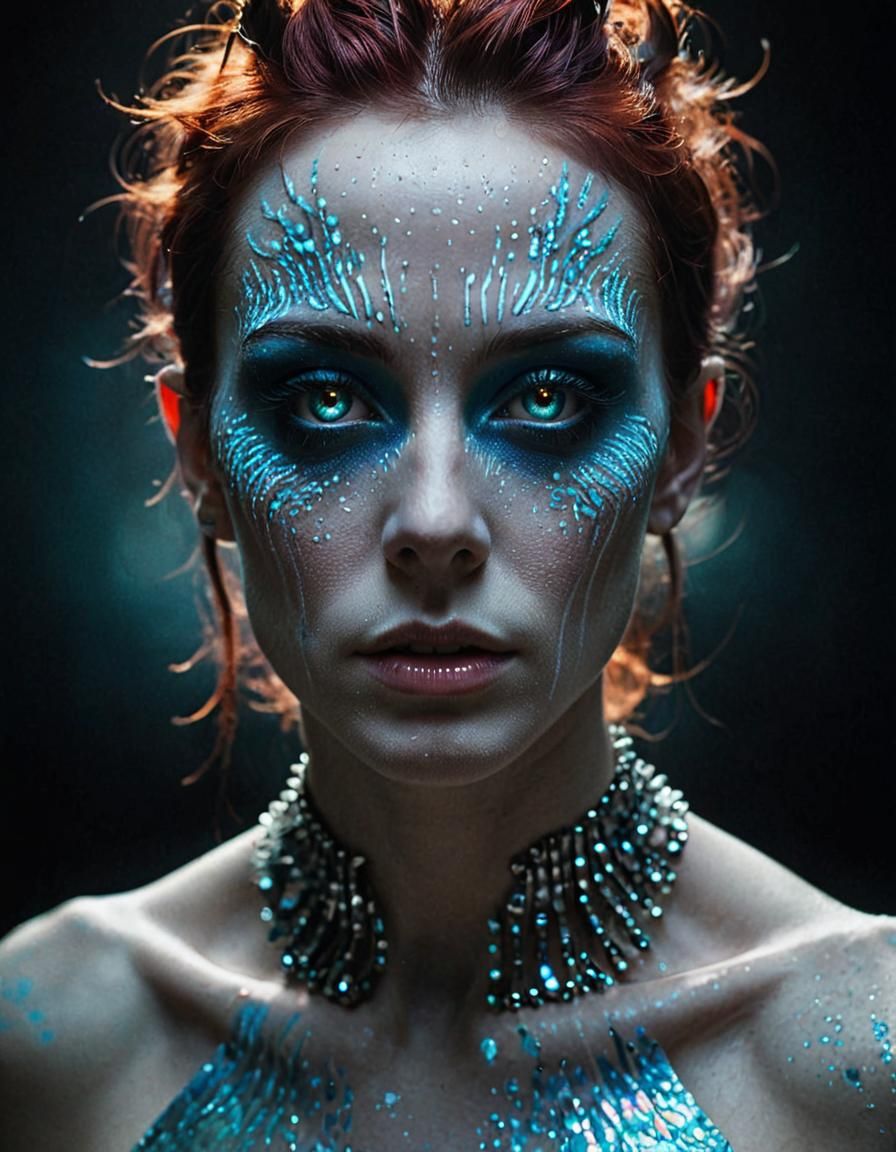 Ethereal Humanoid Portrait in Cinematic High Contrast