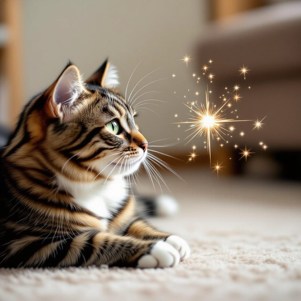 Cat Sees Sparkles: An AI-Generated Image