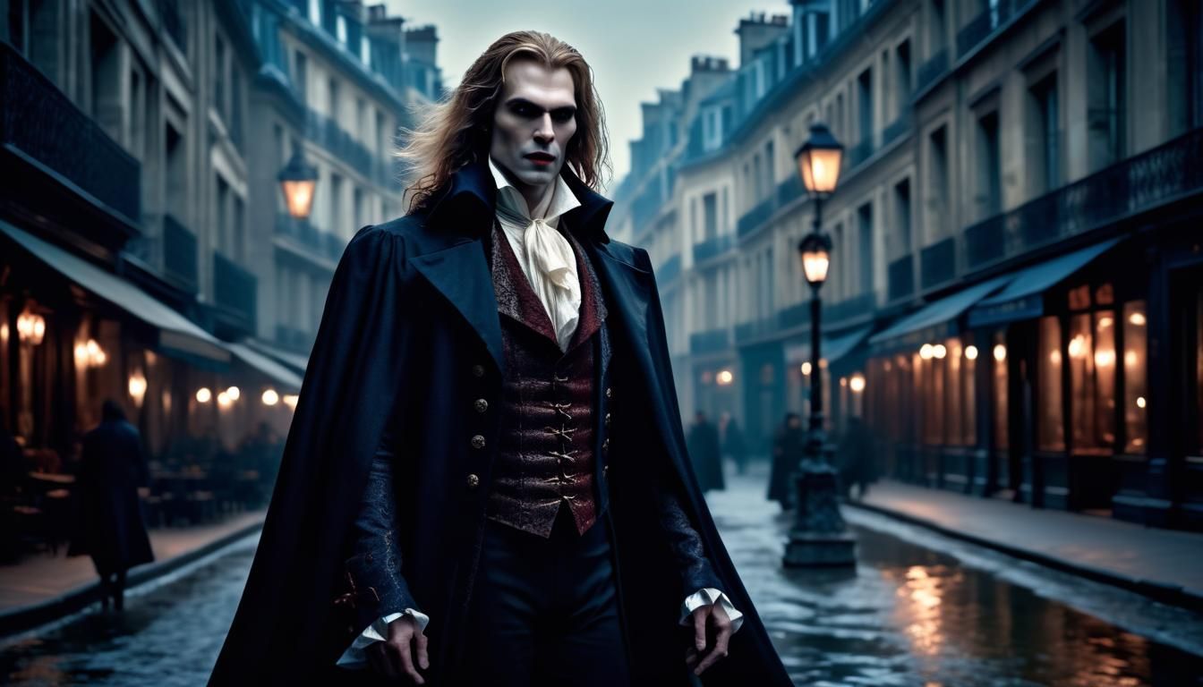 Elegant Vampire Lestat Floating Above Paris