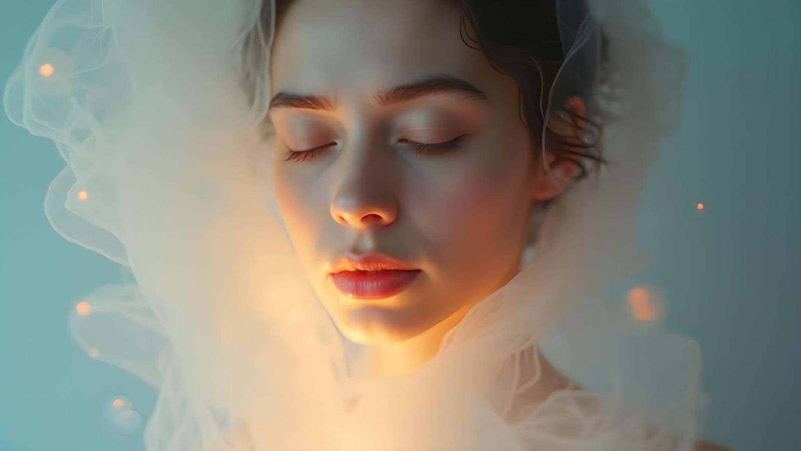 Ethereal Glowing Line Portrait Close-up