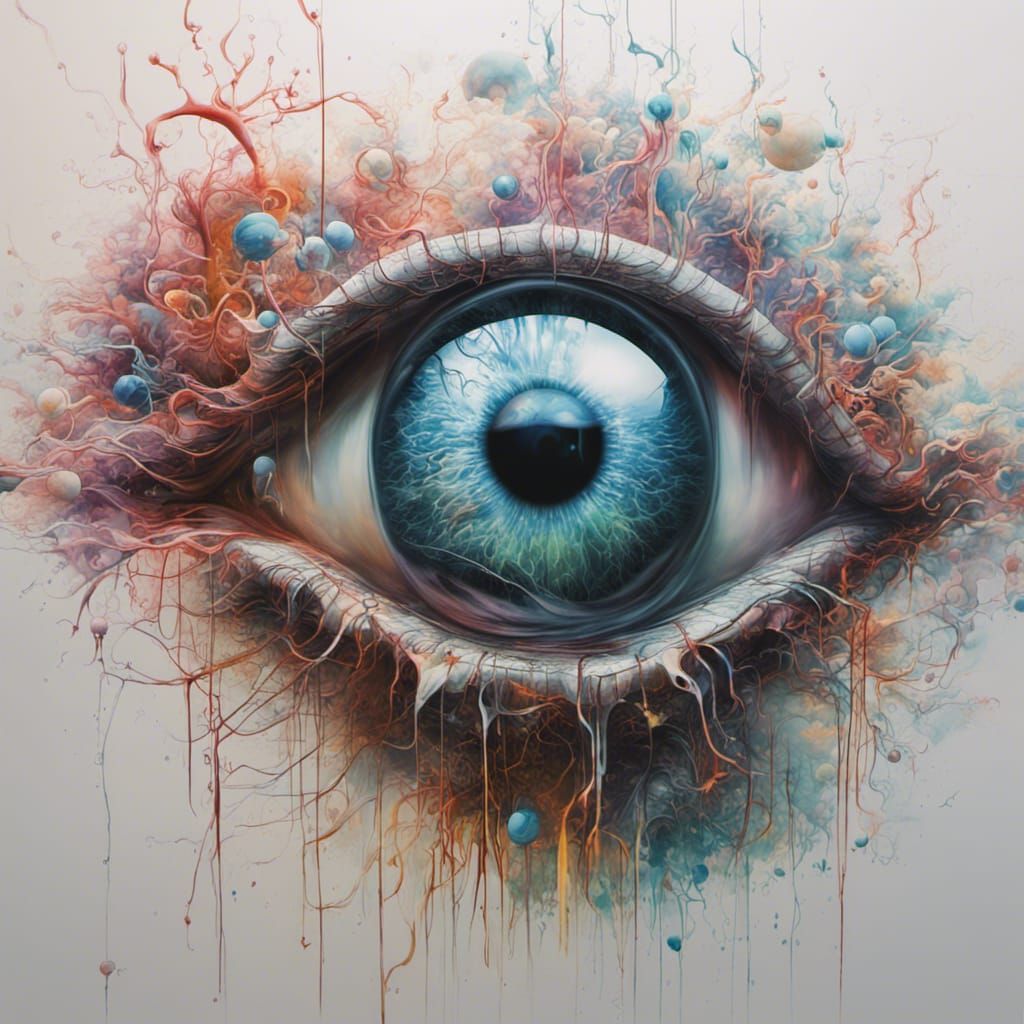 Surreal Macro Eyeball World in Polychromatic Graffiti Art