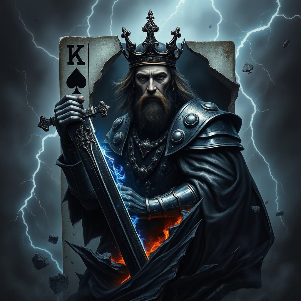 King of Spades Emerges from Obsidian Card