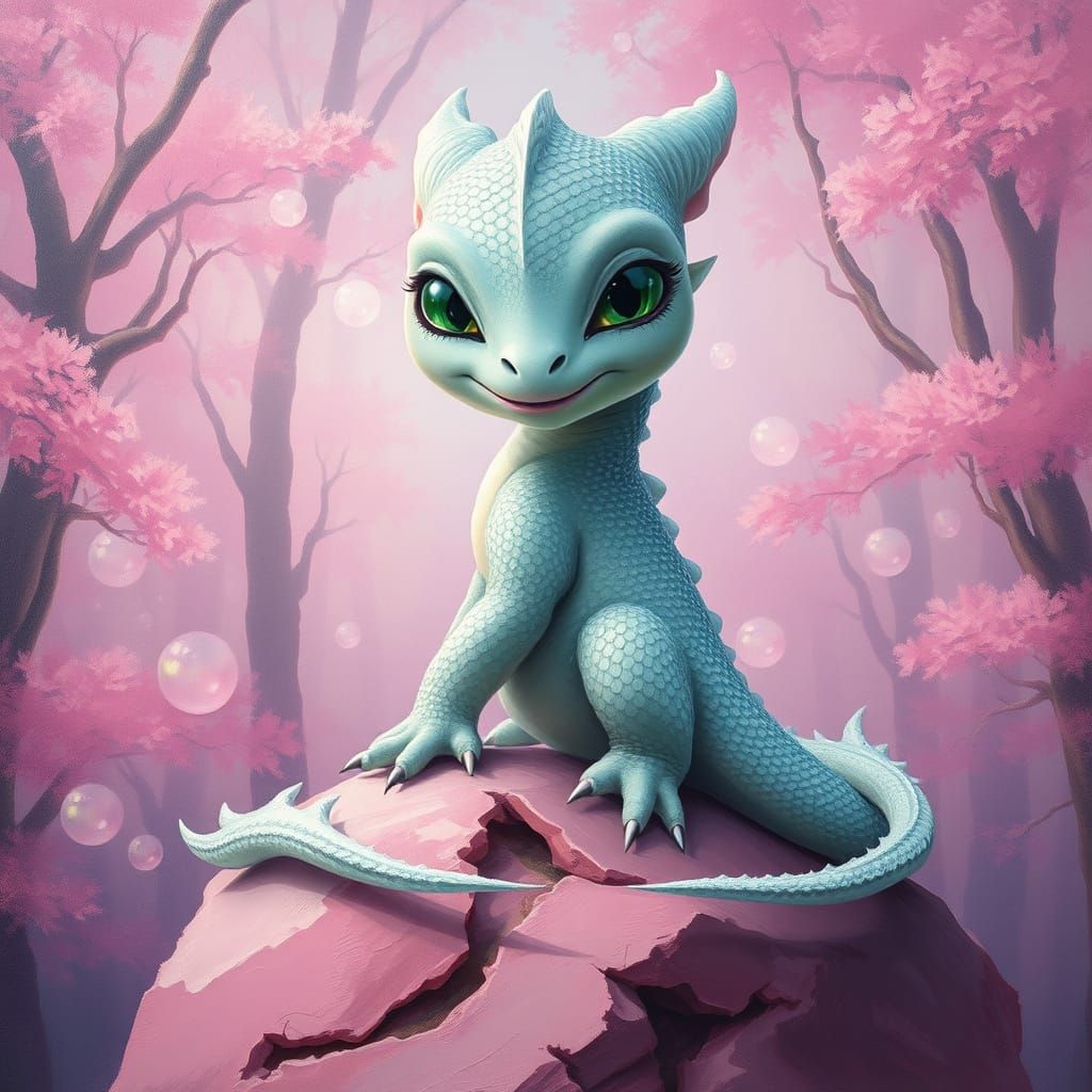 Cute smiling baby dragon