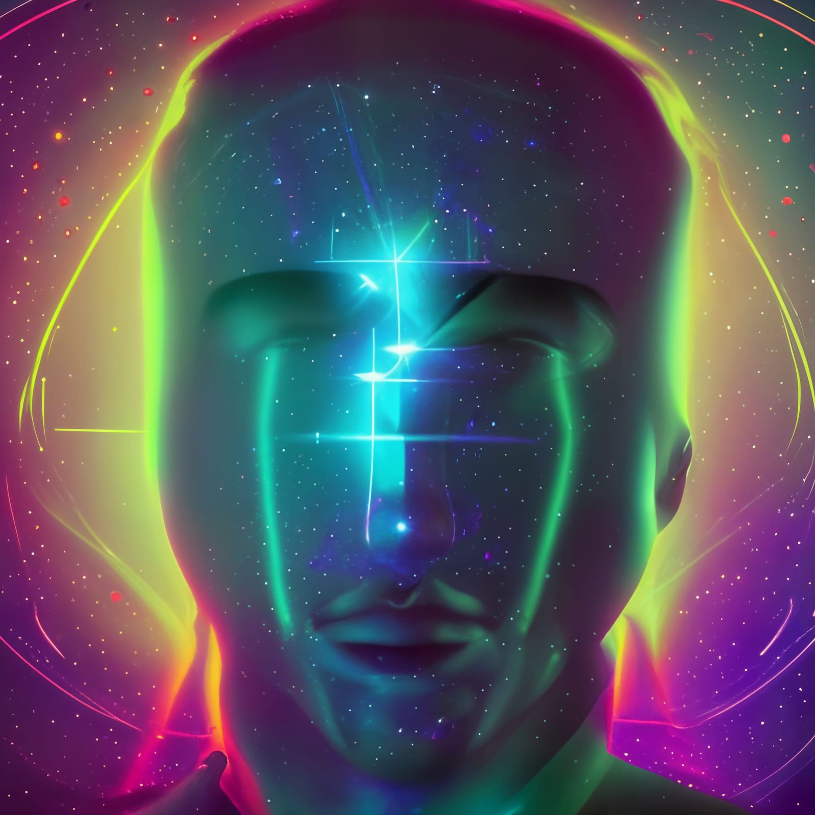 Cosmic Space Ace in Vibrant Holographic Style