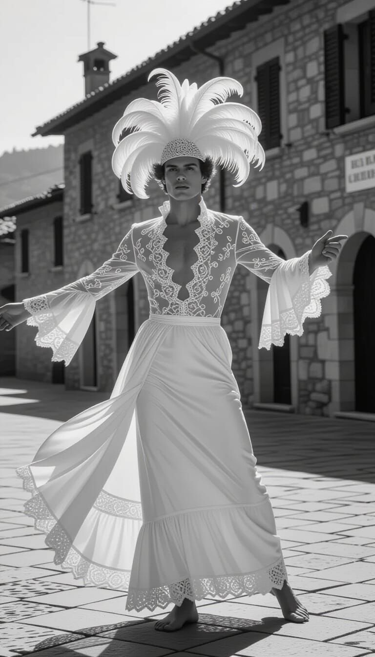 Gay Man in Drag Dances in Italian Village