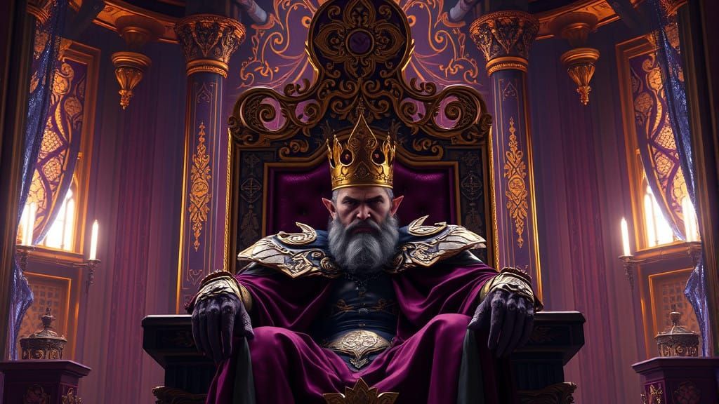 Angry King in Opulent Throne Room